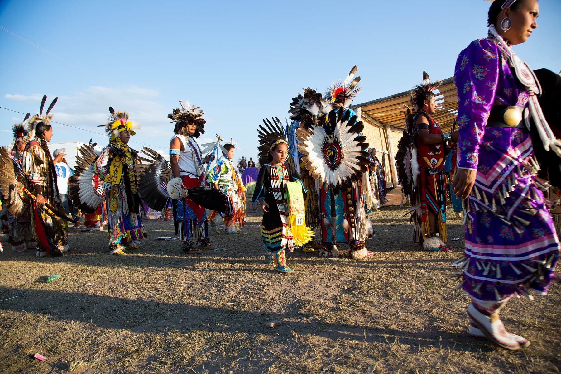 Dancers line up for Grand Entry at the Heart Butte Pow Wow
Blackfeet Indian Reservation
Montana
