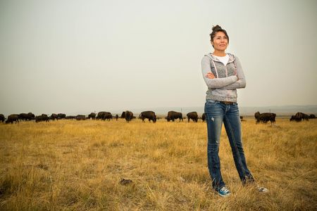 Kendall Edmo, Iinii Initiative Project Coordinator for the Blackfeet Tribe at the Bison Reserve in Browning, Montana